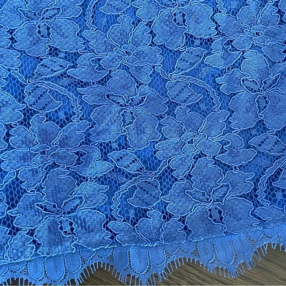 DVF Diane Von Furstenberg Fausta Lace Blue Cornflower High Rise Shorts - Picture 4 of 9